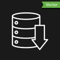 White line Server, Data, Web Hosting icon isolated on black background. Vector Illustration Royalty Free Stock Photo