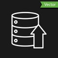 White line Server, Data, Web Hosting icon isolated on black background. Vector Illustration Royalty Free Stock Photo