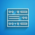 White line Server, Data, Web Hosting icon isolated on blue background. Long shadow Royalty Free Stock Photo