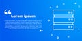 White line Server, Data, Web Hosting icon isolated on blue background. Vector Royalty Free Stock Photo
