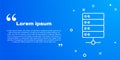 White line Server, Data, Web Hosting icon isolated on blue background. Vector Royalty Free Stock Photo
