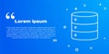 White line Server, Data, Web Hosting icon isolated on blue background. Vector Royalty Free Stock Photo