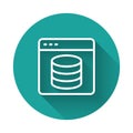 White line Server, Data, Web Hosting icon isolated with long shadow background. Green circle button. Vector Royalty Free Stock Photo