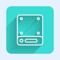 White line Server, Data, Web Hosting icon isolated with long shadow background. Green square button. Vector Royalty Free Stock Photo