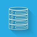 White line Server, Data, Web Hosting icon isolated with long shadow. Vector Royalty Free Stock Photo