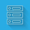 White line Server, Data, Web Hosting icon isolated with long shadow. Vector Illustration Royalty Free Stock Photo