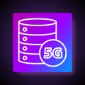 White line Server 5G new wireless internet wifi connection icon isolated on black background. Global network high speed Royalty Free Stock Photo
