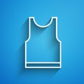 White line Sleeveless T-shirt icon isolated on blue background. Long shadow. Vector Illustration Royalty Free Stock Photo