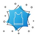 White line Sleeveless T-shirt icon isolated on white background. Blue hexagon button. Vector Illustration Royalty Free Stock Photo