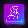 White line Spanish cook icon isolated on black background. Square color button. Vector