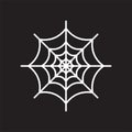 White line spider web vector illustration isolated on black color background. Suitable for t-shirt design or other project Royalty Free Stock Photo