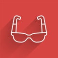 White line Sport cycling sunglasses icon isolated with long shadow. Sport glasses icon. Vector Royalty Free Stock Photo