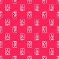 White line Stop ocean plastic pollution icon isolated seamless pattern on red background. Environment protection concept Royalty Free Stock Photo