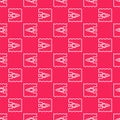 White line Stop ocean plastic pollution icon isolated seamless pattern on red background. Environment protection concept Royalty Free Stock Photo