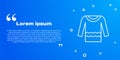 White line Sweater icon isolated on blue background. Pullover icon. Vector Royalty Free Stock Photo