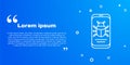 White line System bug on mobile icon isolated on blue background. Code bug concept. Bug in the system. Bug searching Royalty Free Stock Photo