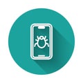 White line System bug on mobile icon isolated with long shadow background. Code bug concept. Bug in the system. Bug Royalty Free Stock Photo
