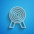 White line Target icon isolated on blue background. Dart board sign. Archery board icon. Dartboard sign. Business goal Royalty Free Stock Photo