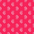 White line Teapot icon isolated seamless pattern on red background. Vector Royalty Free Stock Photo