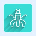 White line Termite icon isolated with long shadow. Green square button. Vector Royalty Free Stock Photo