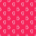 White line Thermos container icon isolated seamless pattern on red background. Thermo flask icon. Camping and hiking Royalty Free Stock Photo