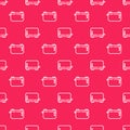 White line Toaster icon isolated seamless pattern on red background. Vector