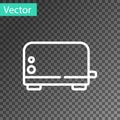 White line Toaster icon isolated on transparent background. Vector