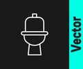 White line Toilet bowl icon isolated on black background. Vector Royalty Free Stock Photo