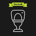 White line Toilet bowl icon isolated on black background. Vector Royalty Free Stock Photo