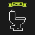 White line Toilet bowl icon isolated on black background. Vector Royalty Free Stock Photo