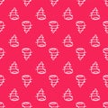 White line Tornado icon isolated seamless pattern on red background. Vector Royalty Free Stock Photo