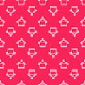 White line Towel on a hanger icon isolated seamless pattern on red background. Bathroom towel icon. Vector Illustration Royalty Free Stock Photo