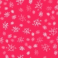White line Trigonometric circle icon isolated seamless pattern on red background. Vector