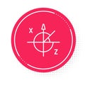 White line Trigonometric circle icon isolated on white background. Red circle button. Vector