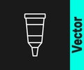 White line Tube with paint palette icon isolated on black background. Vector