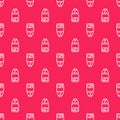 White line Ukrainian cossack icon isolated seamless pattern on red background. Vector