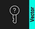 White line Undefined key icon isolated on black background. Vector Illustration