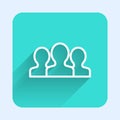 White line Users group icon isolated with long shadow. Group of people icon. Business avatar symbol - users profile icon