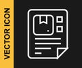 White line Waybill icon isolated on black background. Vector