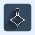 White line Whirligig toy icon isolated with long shadow background. Blue square button. Vector Royalty Free Stock Photo