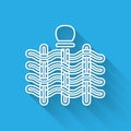 White line Wicker fence of thin rods with old clay jars icon isolated with long shadow. Vector Royalty Free Stock Photo