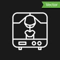 White line X-ray machine icon isolated on black background. Vector Illustration Royalty Free Stock Photo