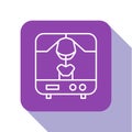White line X-ray machine icon isolated on white background. Purple square button. Vector Illustration. Royalty Free Stock Photo