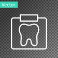 White line X-ray of tooth icon isolated on transparent background. Dental x-ray. Radiology image. Vector Royalty Free Stock Photo