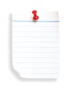 White lined paper and push nail(with clipping path) Royalty Free Stock Photo