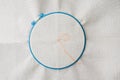 White linen fabric and embroidery hoop. Copy space Royalty Free Stock Photo