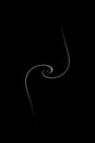 White lines on a black background. Two curved lines cut into a swirl. Abstract illustration Royalty Free Stock Photo