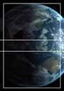 White lines and frame with copy space over earth