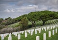 White lines on green, Rosecrans Cemetery, San Diego, CA, USA