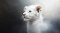 White Lion Cub Portrait: Artistic Water Splash Effect Royalty Free Stock Photo